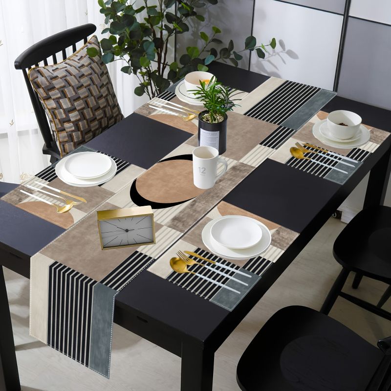 Linen Table Runner - Conjunto de Toalhas de Mesa Geométricas