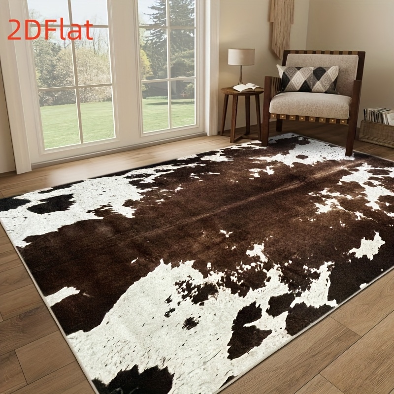Cowhide Rug Faux - Tapete de Flanela com Estampa de