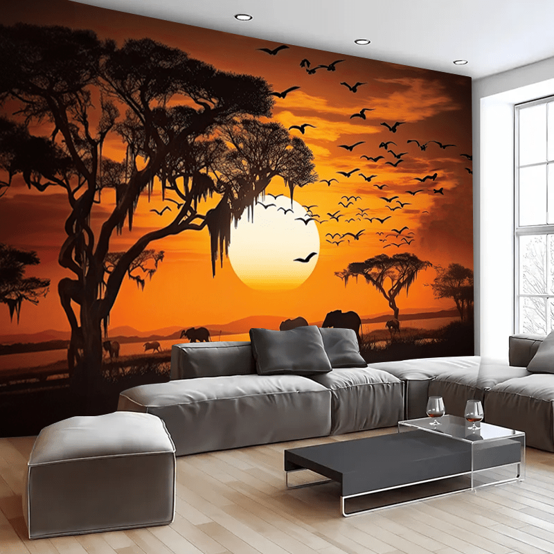 Aesthetic Tapestry - Tapeçaria Serengeti Sunset Safari: Decoração de