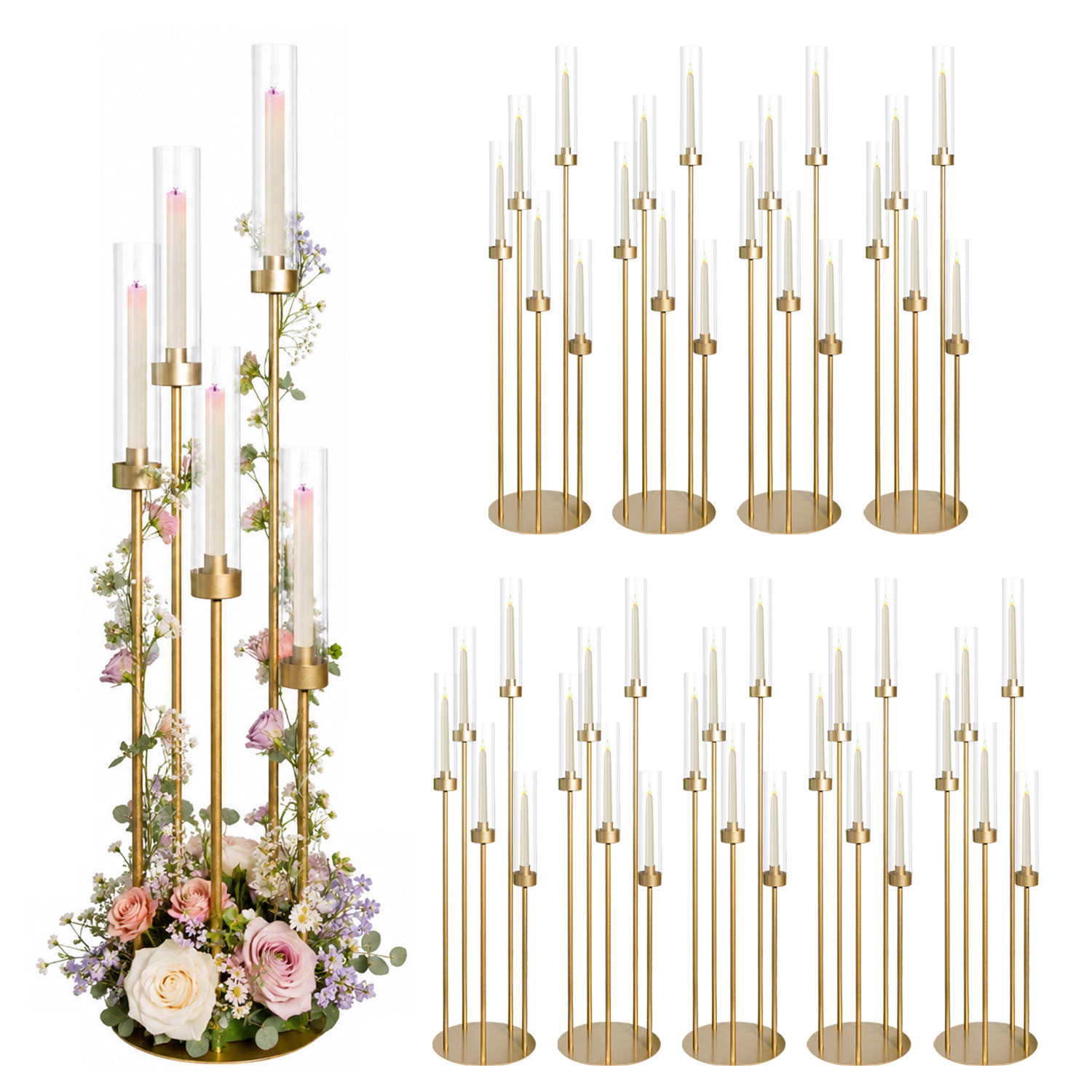 Flooring Home Decor - 10 Peças Candelabro de Chão Dourado