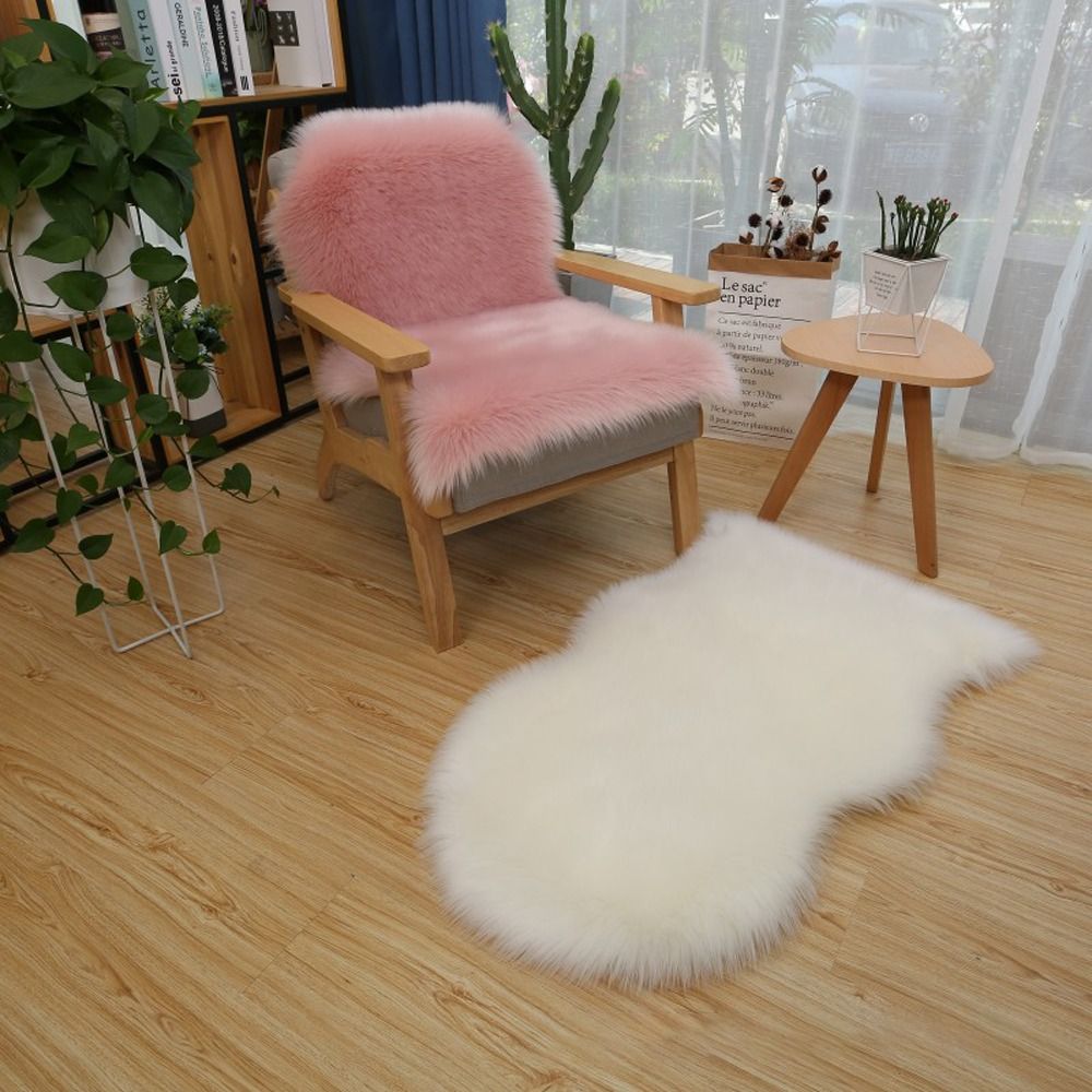 Cowhide Rug Faux - Imitação de lã antiderrapante fofo desgrenhado