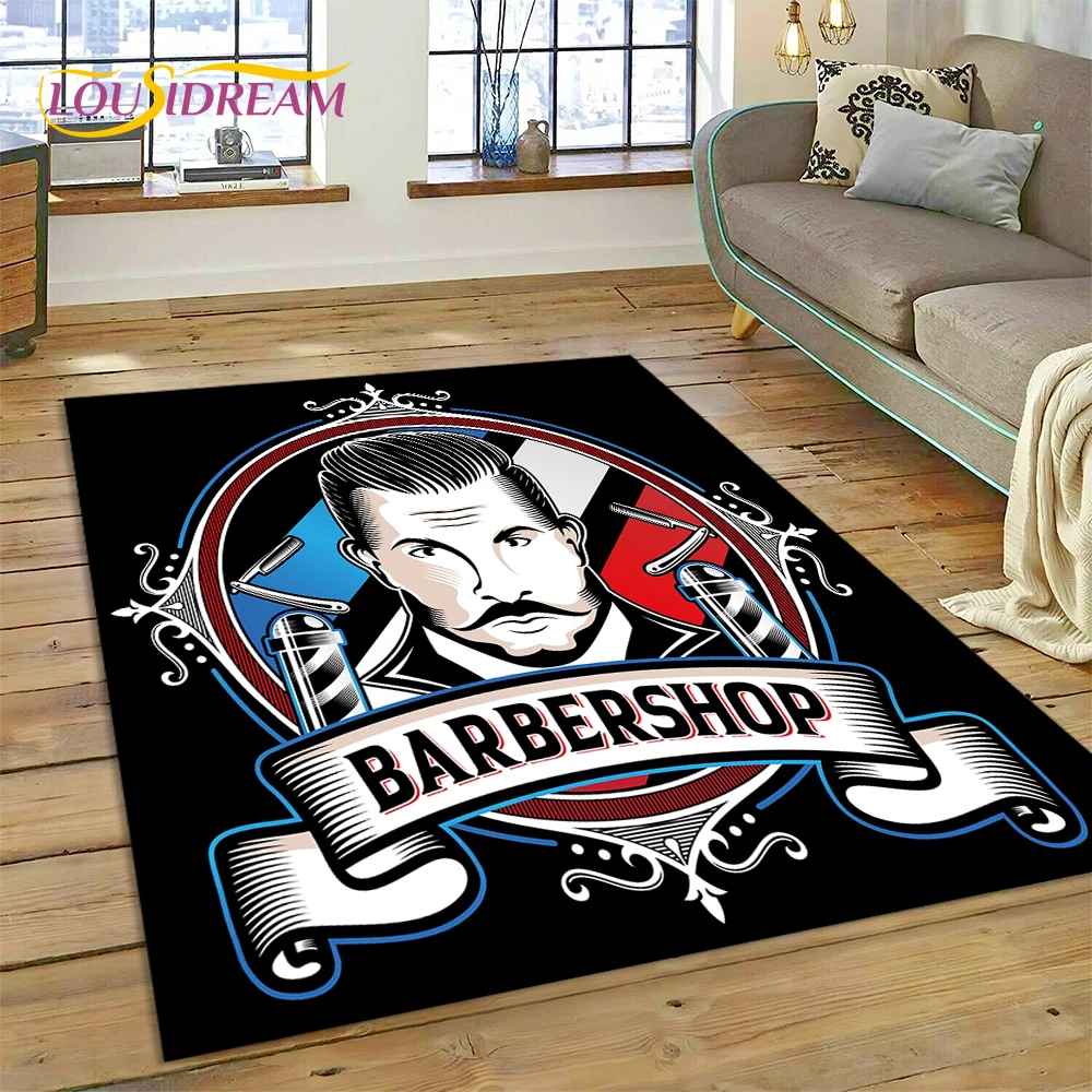 Home Decor Online Shopping - Moda barbeiro logotipo crânio vintage tapete