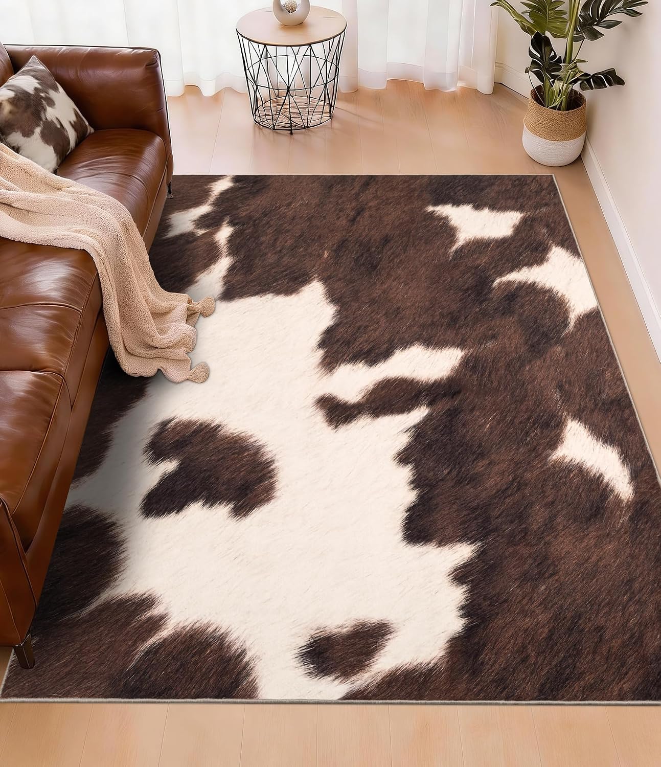 Cowhide Rug Faux - Tapete Marrom de Couro Sintético, Carpete