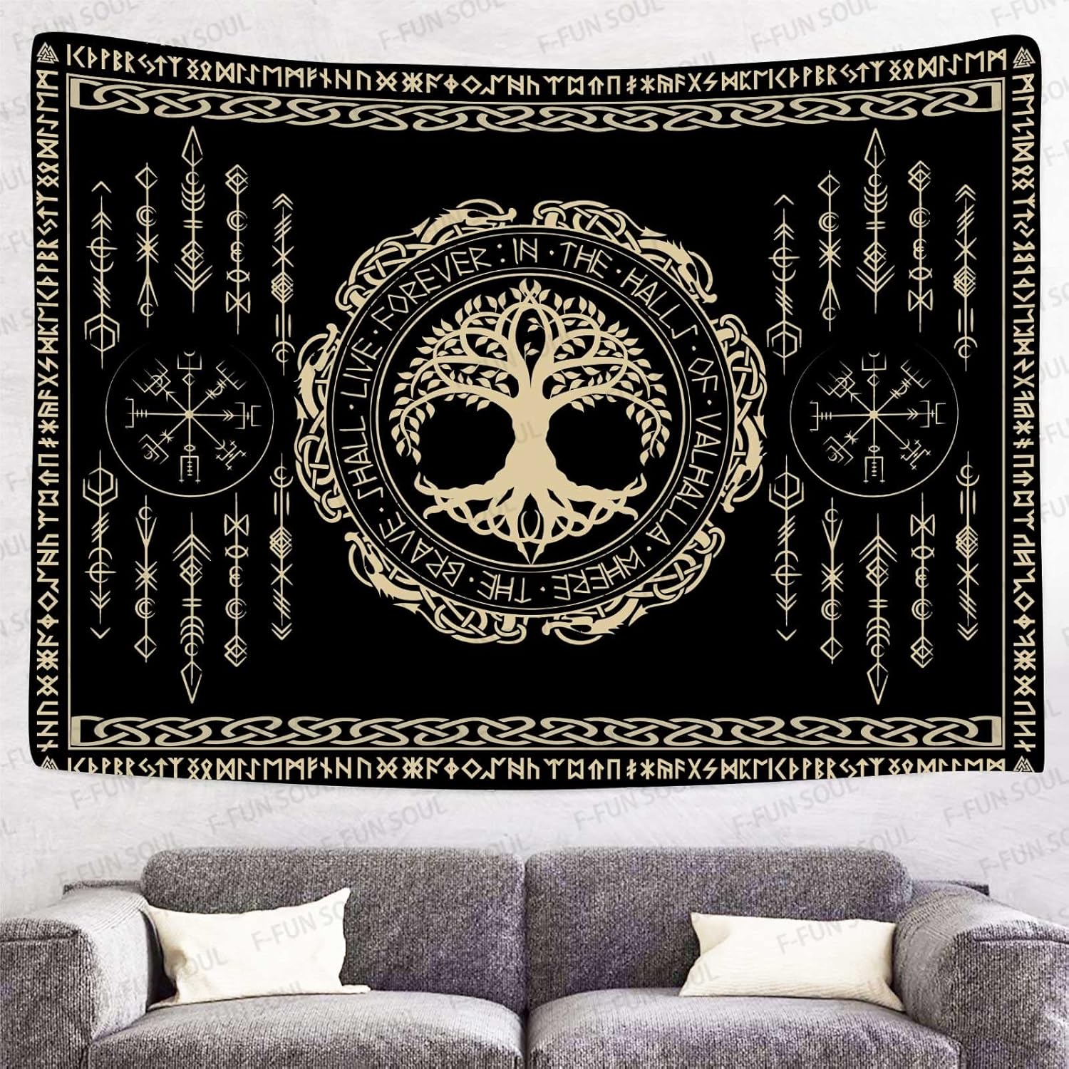 Aesthetic Tapestry - Tapeçaria de Mitologia Nórdica Indie Boêmia