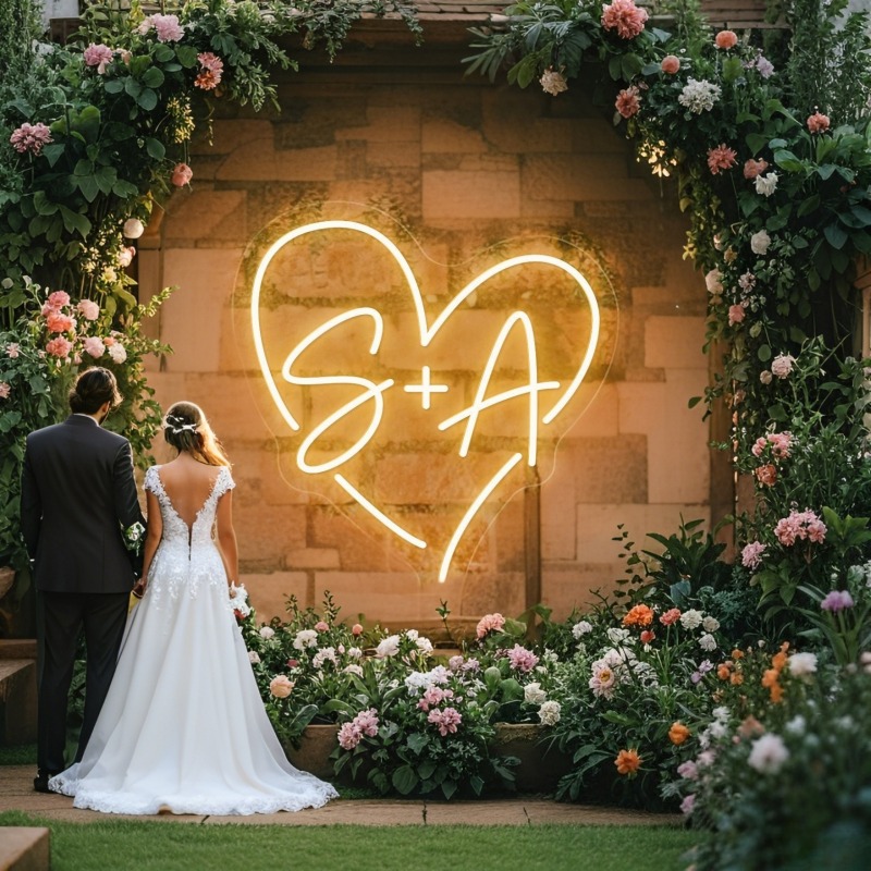Home Decor Inspo - Iniciais personalizadas coração led sinal de
