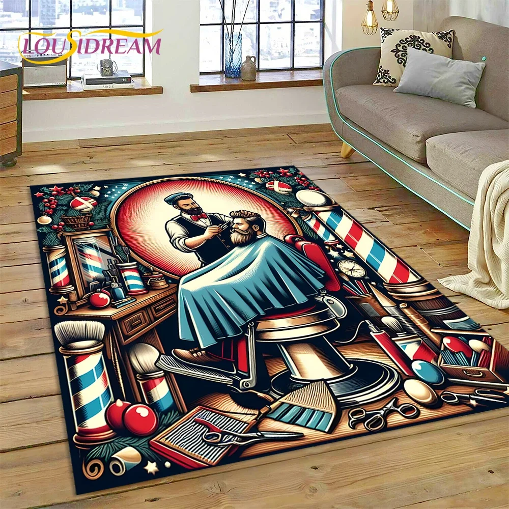 Home Decor Online Shopping - Tapete Vintage com Logo de Barbearia