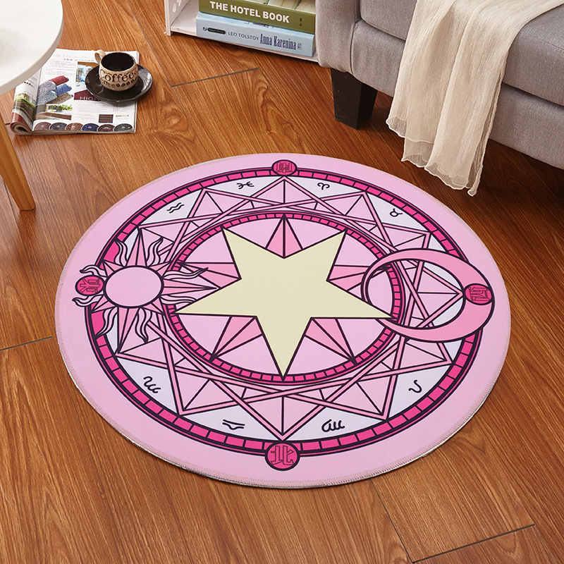 Flooring Home Decor - Tapete redondo de 60x60cm, anime card