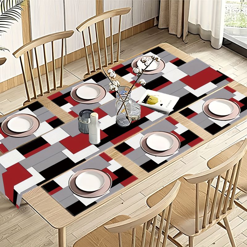 Linen Table Runner - Conjunto de Toalhas de Mesa Geométricas