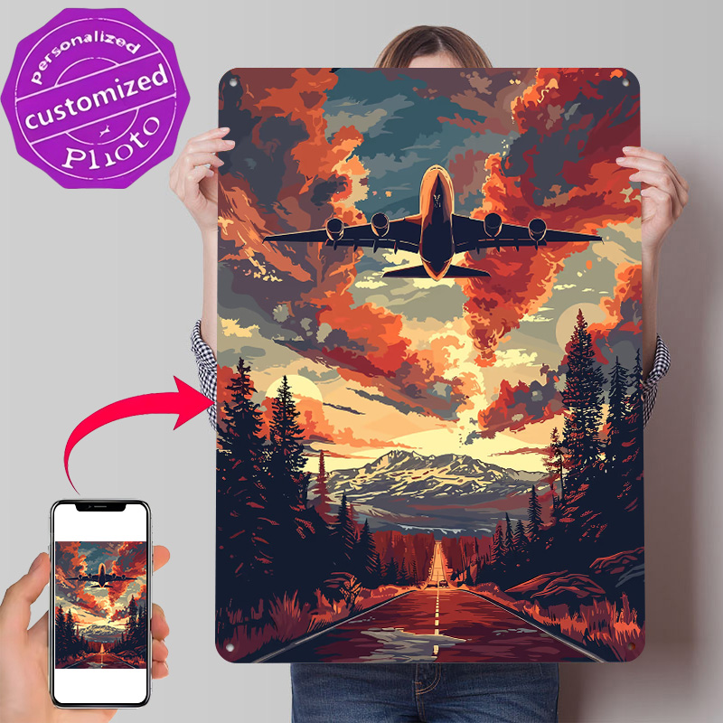Home Decor Vector - Pôster Metálico Personalizado A380 Avião Sky