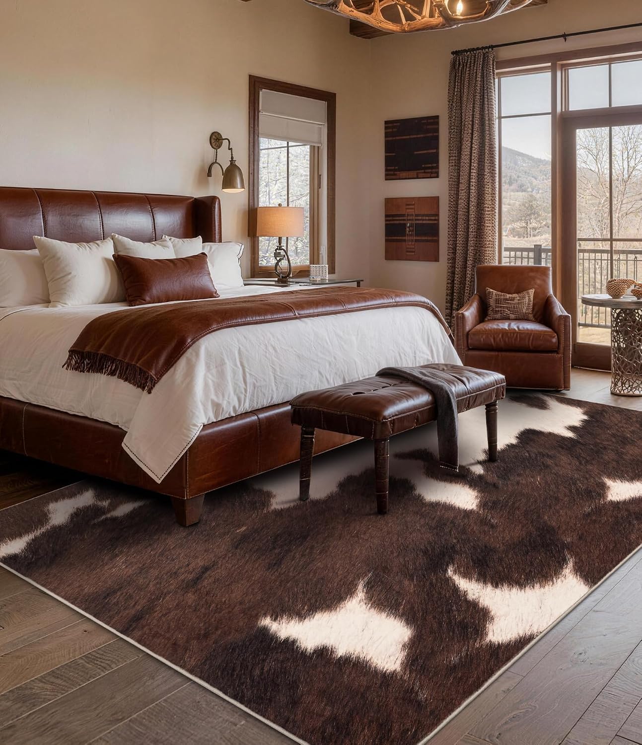 Tapete Marrom de Couro Sintéti - Cowhide Rug Faux avaliação e preço
