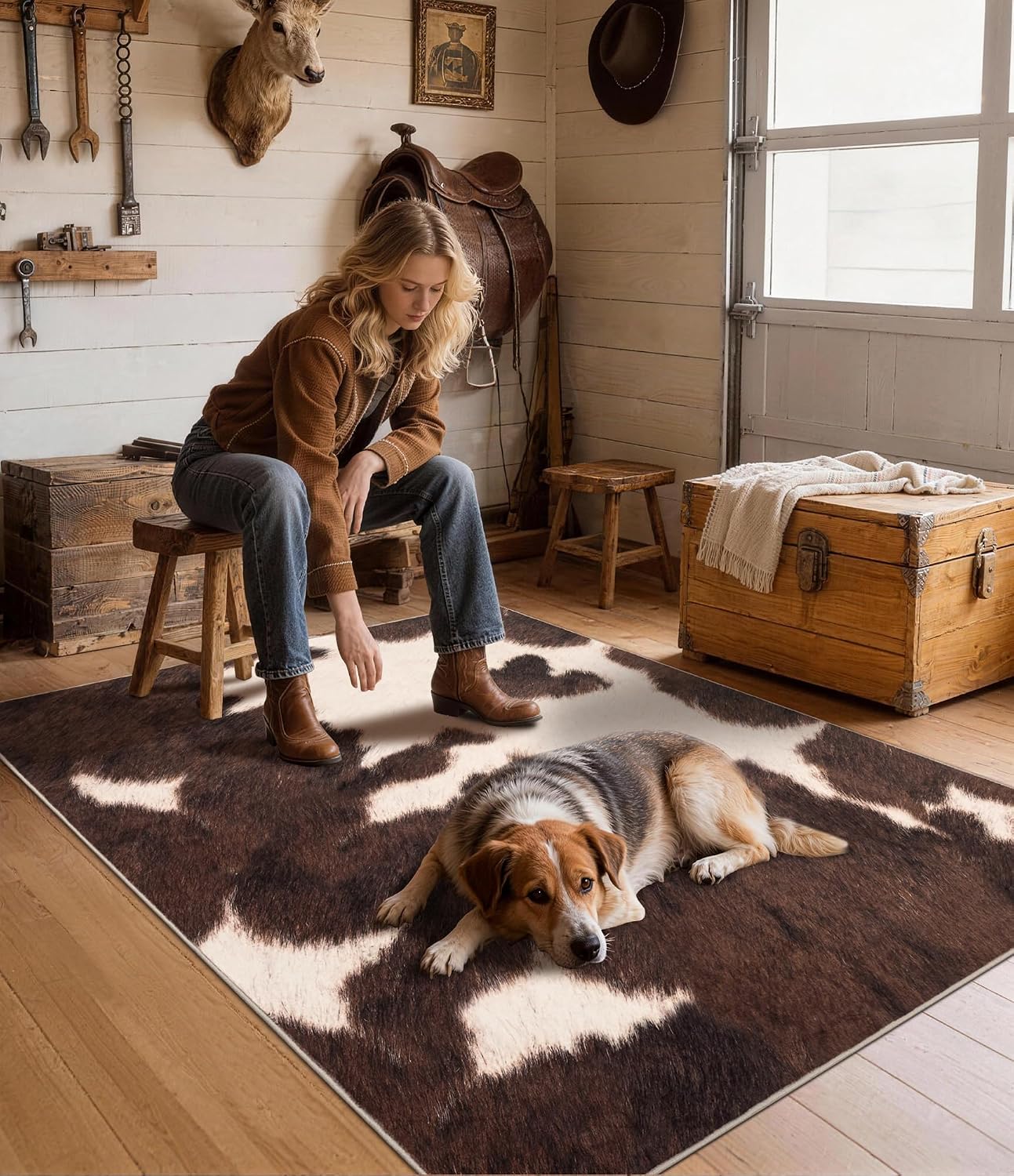 Tapete Marrom de Couro Sintéti - Cowhide Rug Faux avaliação e preço